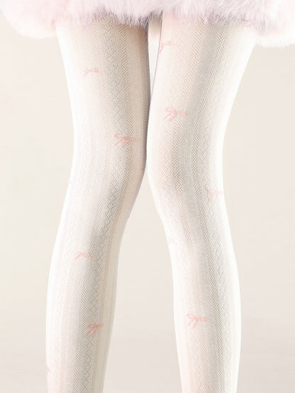 Bow Print Diamond 5 Vertical Colors Tights Pattern and