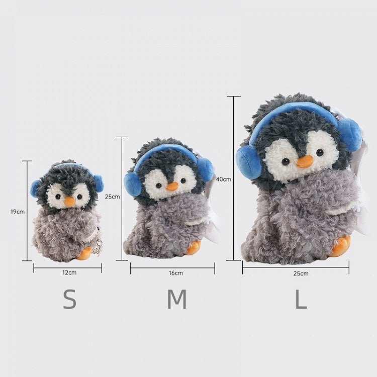 Grey Cute Penguin Plush Backpack Crossbody Bag Small/Middle/Large Size