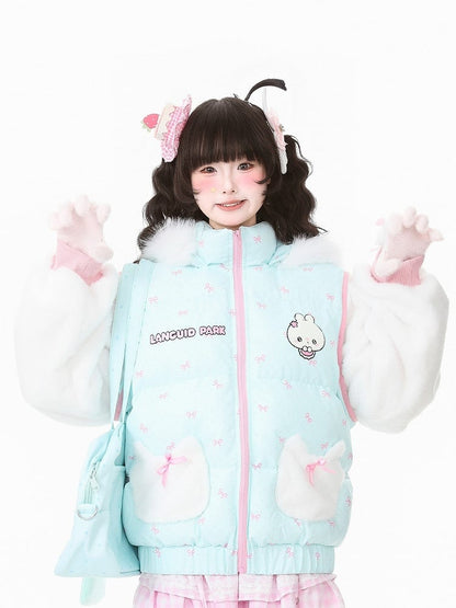 with Closure Teal Green Blouson Zip Daily Kawaii Jacket
