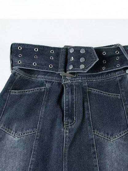 スカート ブルー Aライン ダーク