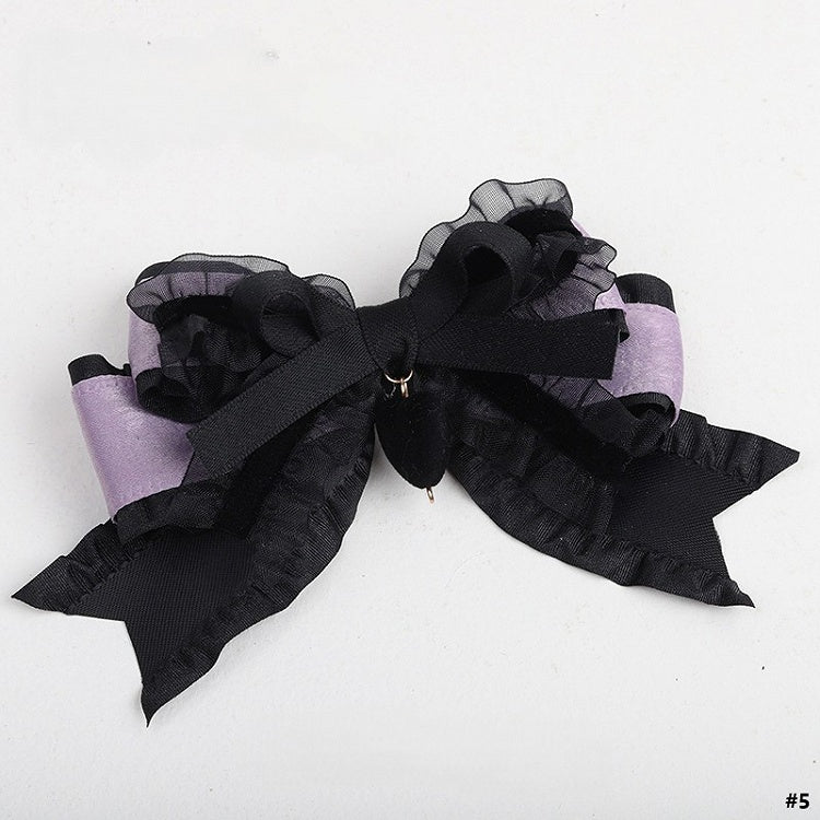 Lolita Hairclip Sweet-edgy Black Bow Purple Options 5