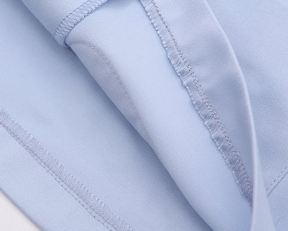 Hellblaues Top mit Puffärmeln und Peter-Pan-Kragen von Little Chicken