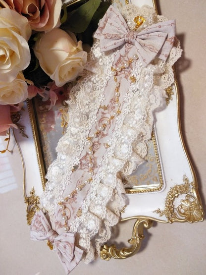 With Star-Moon Lolita Chain Options Hairband 5 Color Pearl Lace Bowknot