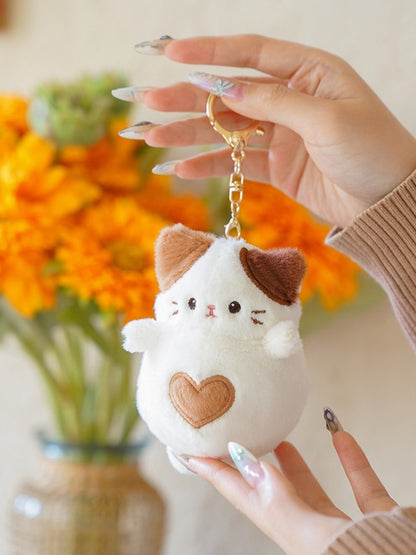 白いかわいい猫の形をしたぬいぐるみコインケースキーホルダー