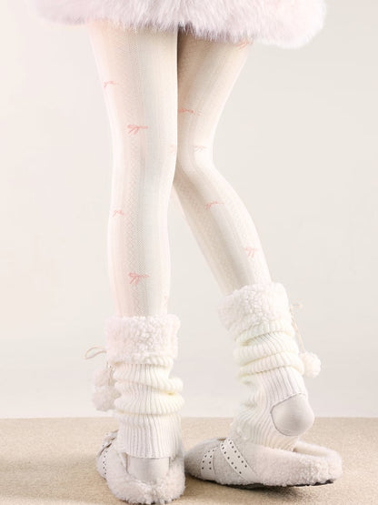 Bow Print Diamond 5 Vertical Colors Tights Pattern and