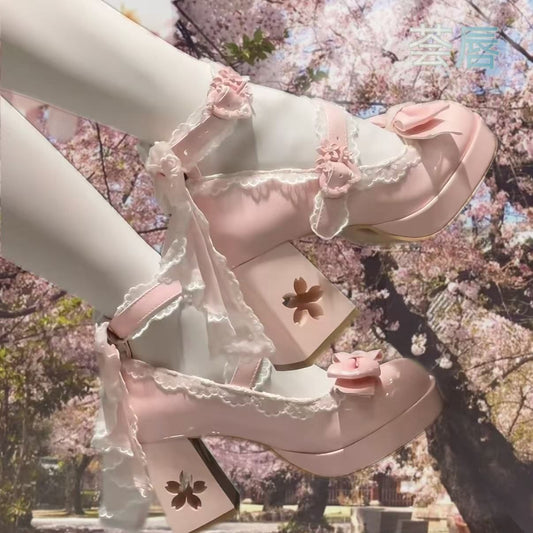 Lolita Sakura Bow Heels – Sweet Cherry Blossom Lolita Shoes | LilyVow