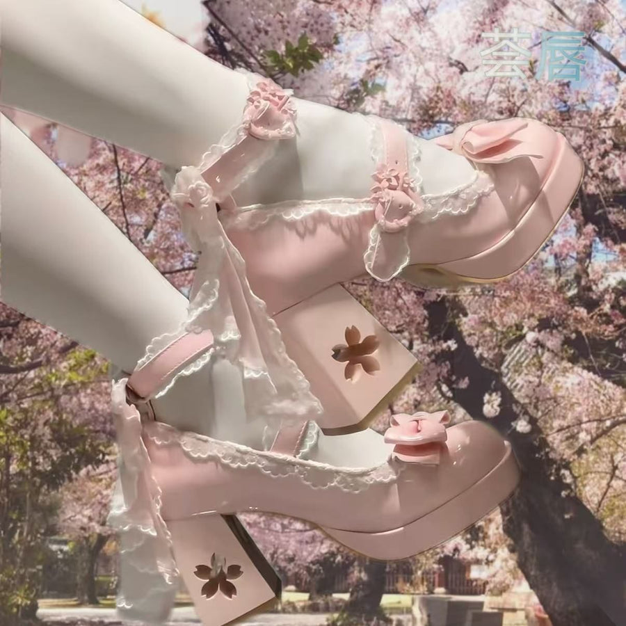 Lolita Sakura Bow Heels – Sweet Cherry Blossom Lolita Shoes | LilyVow