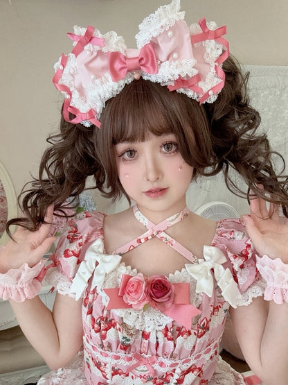 Lace Beaded Pink KC Decorated Bowknot Trim