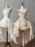 Skirt + Classic Layered Boned High-low Top Lolita Corset Tulle Champagne