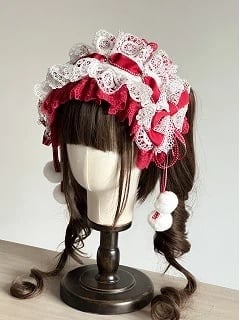 Pom-Pom (Lace Accents) Set Hairband Lolita Multi-Color