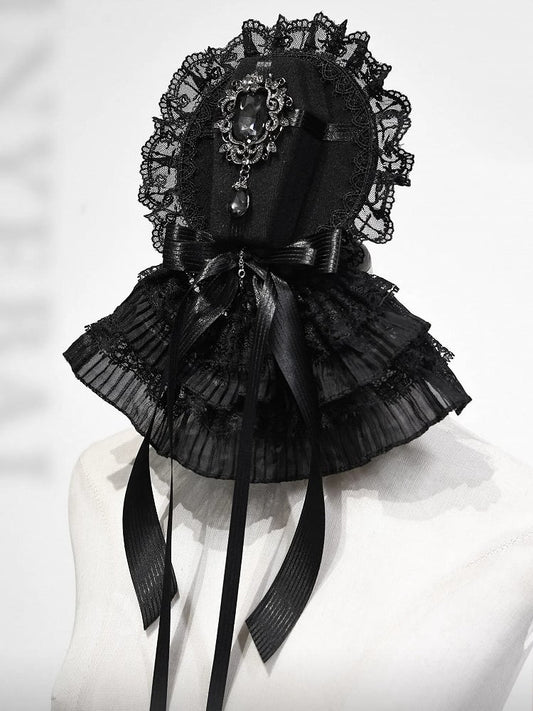 Coffin-shaped / Mini Top Blue Black Hat Klein Adorned Gothic Rhinestone