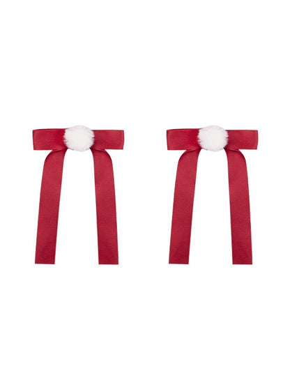 with Bow Accent Pins White Pompom Red
