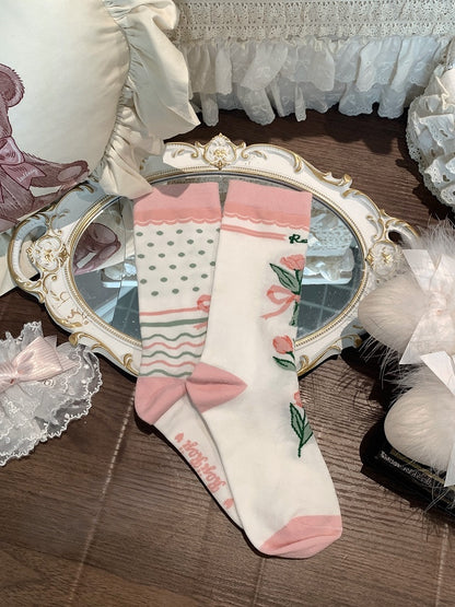 5 Socks Pattern Calf Bow And Options Tulip