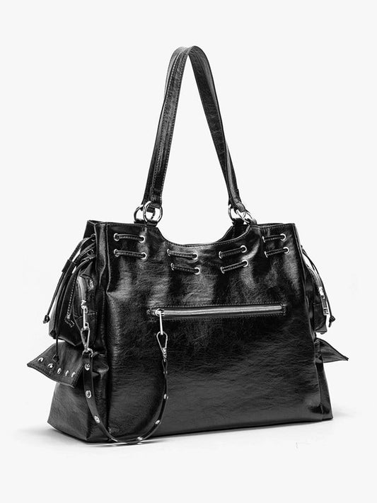 Tote CapacityAdjustable With Soft Bag Black Straps Large Studded