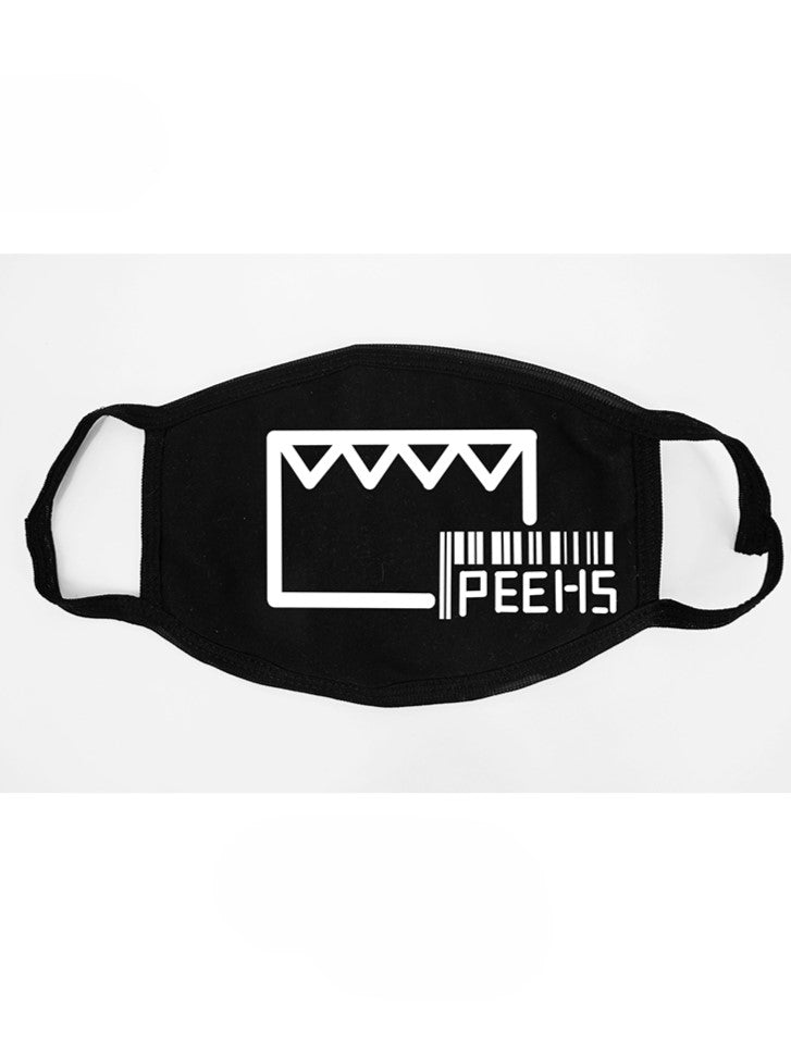 Mask Face Letter Print Black Geometric