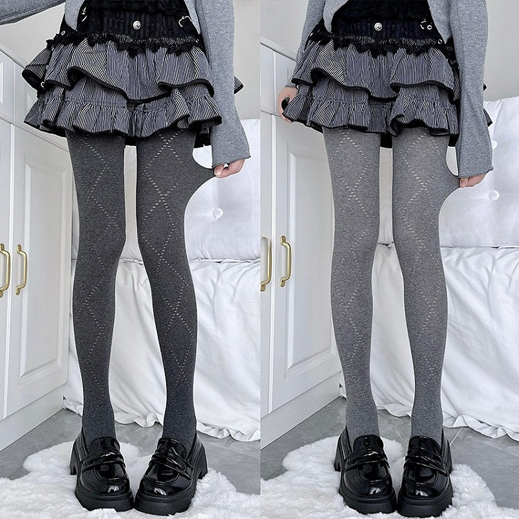 Diamond Pattern Slim-fit Colors 4 Tights