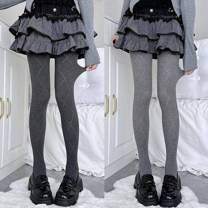 Diamond Pattern Slim-fit Colors 4 Tights