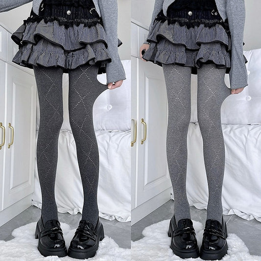 Diamond Pattern Slim-fit Colors 4 Tights