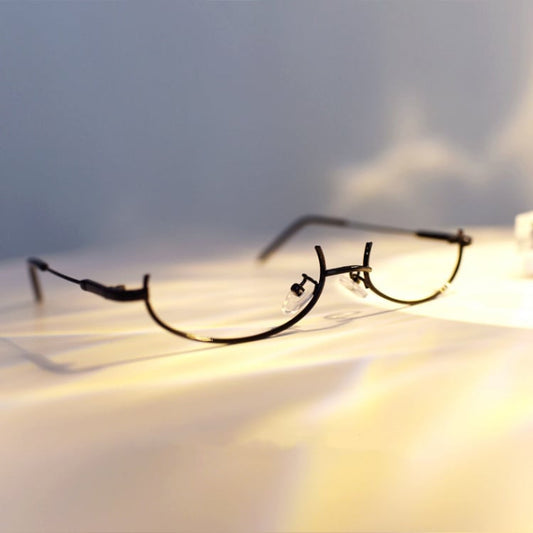 サイバーパンク ブラック セミリムレス グラス Y2K レンズレス メガネ