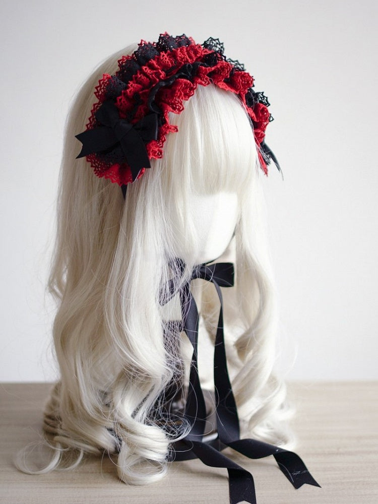 Color Blocked Hairband Color Options 9 Lace Lolita Multi-layer –