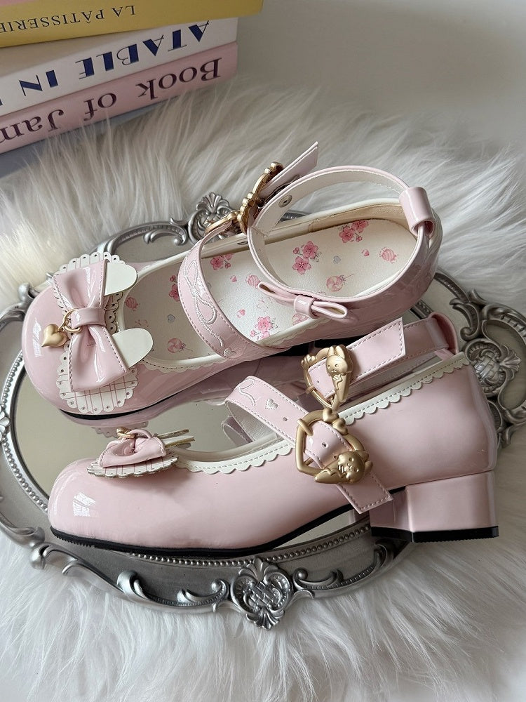 Bow Sweet Janes with 5cm Details Theme Bunny Mary Lolita Heeled Pink