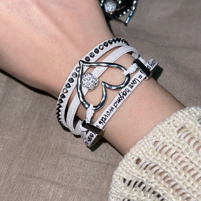 Weiß/Braunes Ödland Punk Herz Strass Armband