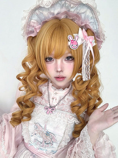 Synthetic Wig Length Ponytail Yellow Double 30CM Claw Clips With