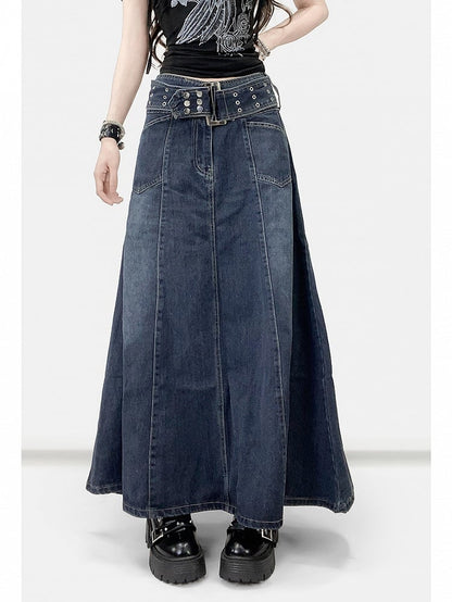 スカート ブルー Aライン ダーク