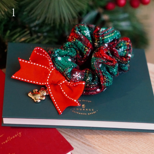 2 Christmas Options Bear Scrunchie Red Charm Vibes Green And