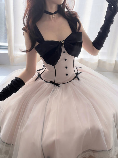 Pink Boned Waist Balletcore Lolita Birthday Dress Homecoming Dress
