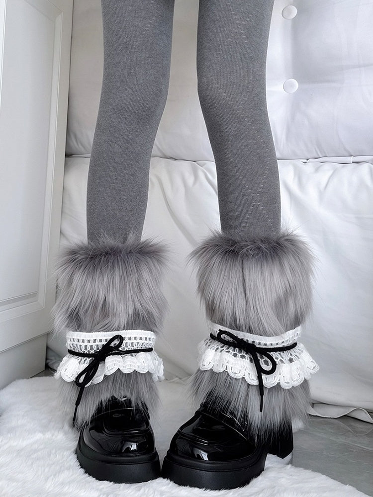 Warmers Strap Plush Leg Ruffled Design 6 Colors