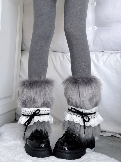 Warmers Strap Plush Leg Ruffled Design 6 Colors
