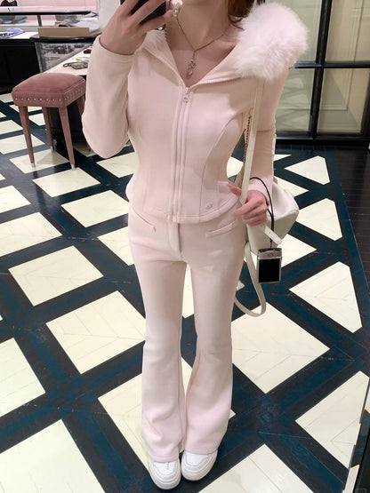 Fleece-Lined Slight Sweatpants Flared