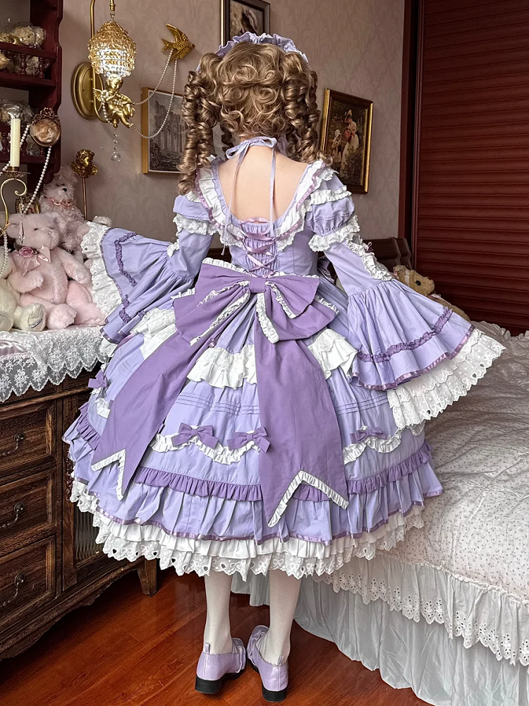 Gorgeous Old School Sizes Available Lolita Princess Purple Dress Plus Cotton