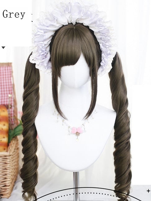 Wellig Rosa/Schwarz/Dunkel Mit Perücken Braun/Hellbraun/Grau/Blond Lang