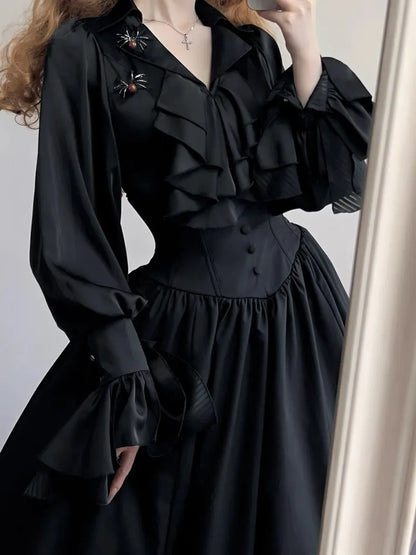 Black Aristocrat Gothic Lolita Swallow Tail Long Sleeves Shirt