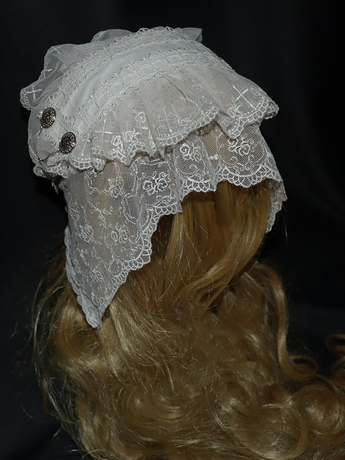 Hairband Lolita Lace White/Black Gothic