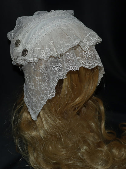 Hairband Lolita Lace White/Black Gothic