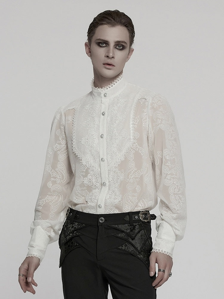 White Men's Romantic Shirt Chiffon