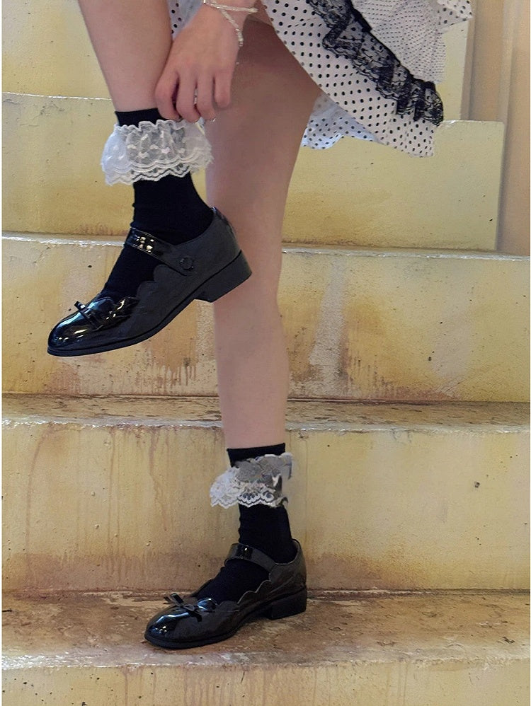 Vintage Style) Socks (Sweet Ruffle Trim Ankle Lace