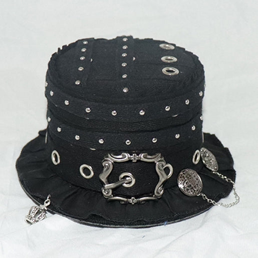 Black Buckle Hat Design Mini Punk