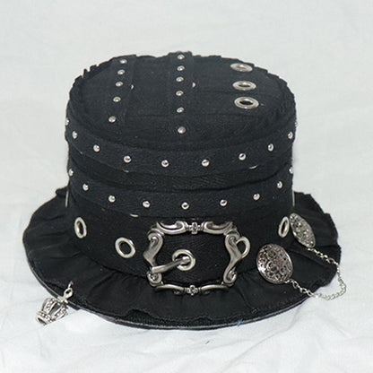 Black Buckle Hat Design Mini Punk