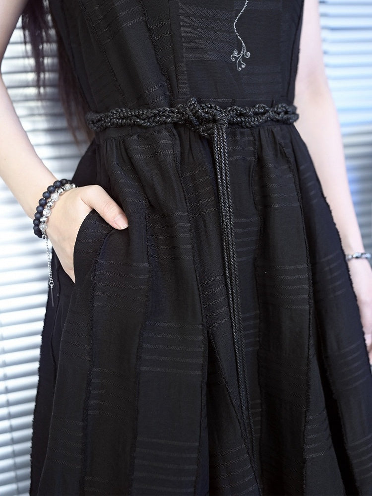 Chinese-Style Black Woven Tassel Waist Cord - Quirky Hut