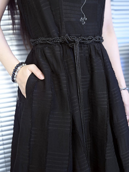 Chinese-Style Black Woven Tassel Waist Cord - Quirky Hut