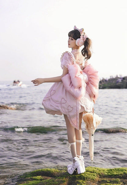 Deep Pink Bow Peach Big Backpack