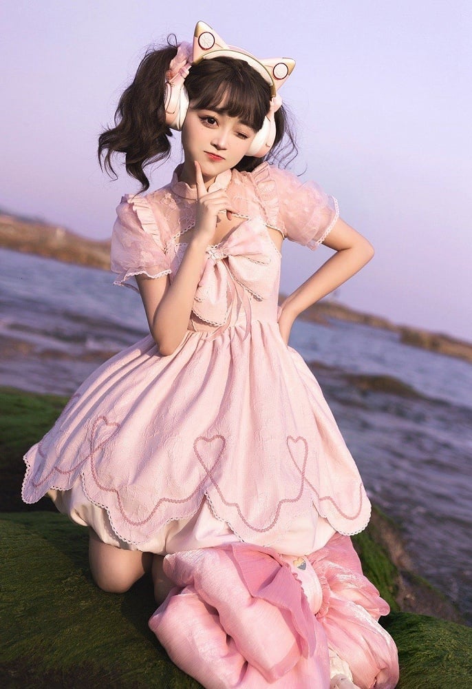 Deep Pink Bow Peach Big Backpack