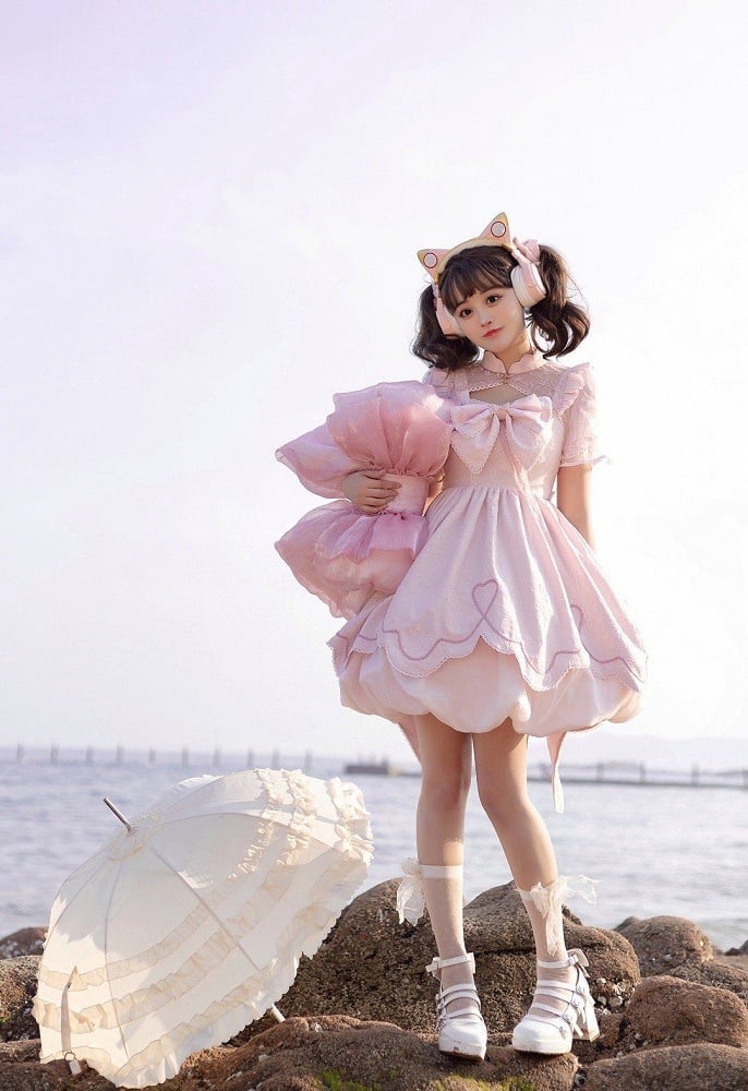 Deep Pink Bow Peach Big Backpack