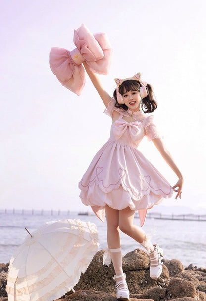 Deep Pink Bow Peach Big Backpack