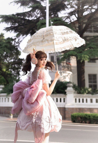 Deep Pink Bow Peach Big Backpack