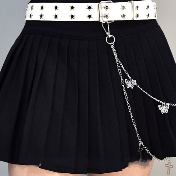 Chain Punk Star with Details Black/White Belt Waist